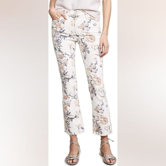 PAIGE Denim - PAIGE Women's Collete High Rize Flare Leg Raw Hem Floral Print Jeans